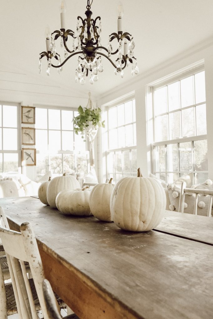 simple fall white pumpkin tablescape