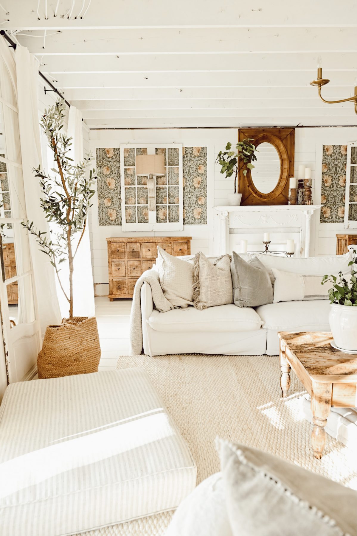 Cottage style white living room