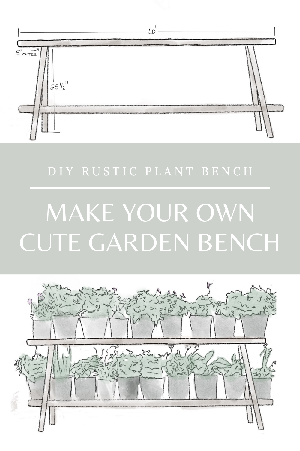 DIY Rustic Plant Bench Pinterest Graphic