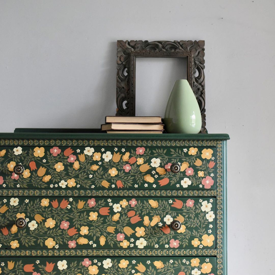 Floral painted dresser